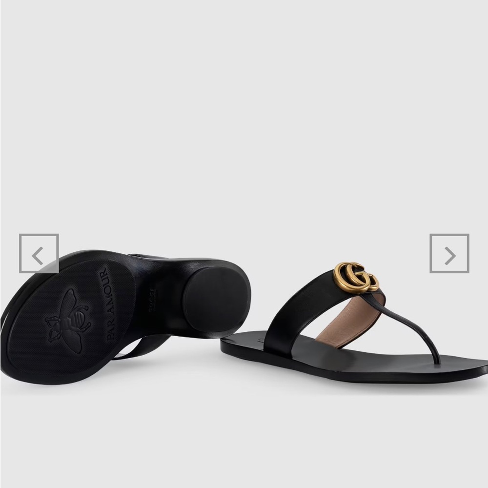 Gucci Leather thong sandal with Double G